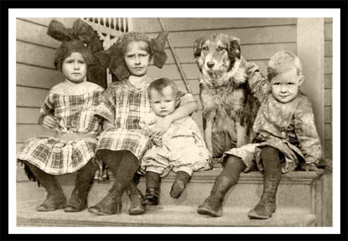 Restored Photo of  Kids on Porch